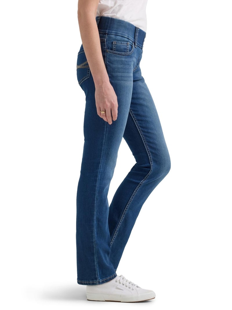 Riders by Lee Indigo Women's Pull-On Waist Smoother Straight-Leg Jean,Mid Shade,16 - Image 2